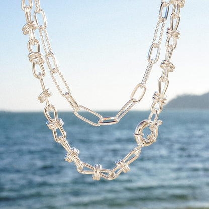 Polly Paperclip Chain Necklace Silver Plate