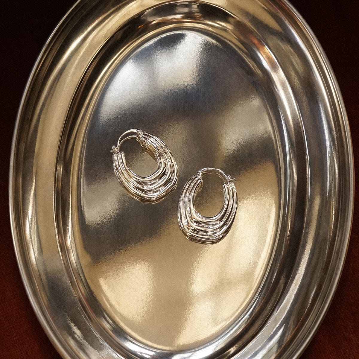 Polly Ridge Hoop Earrings Silver Plate