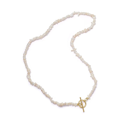 Polly Beach Pearl T Bar Necklace 18ct Gold Plate
