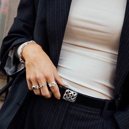Polly Large Knot Chain Ring Sterling Silver