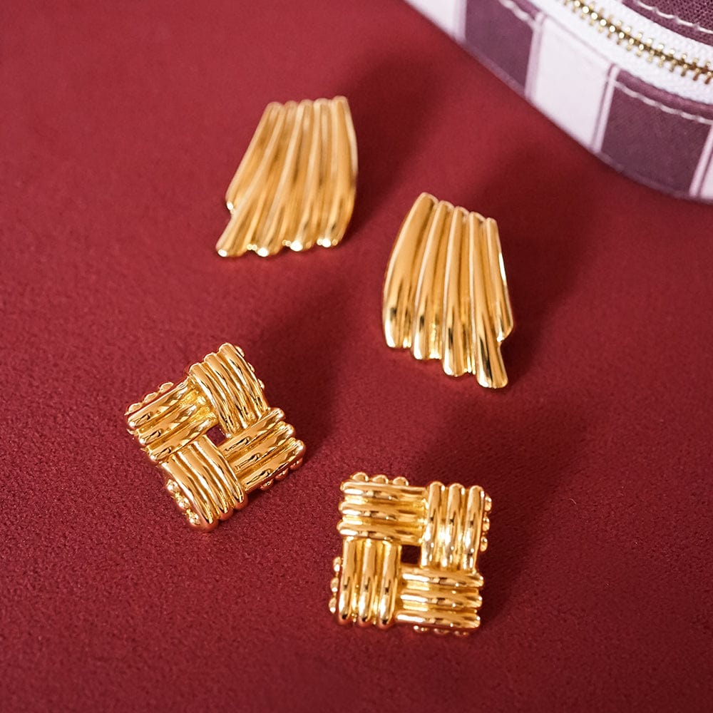 Polly Oversized Lattice Stud Earrings 18ct Gold Plate