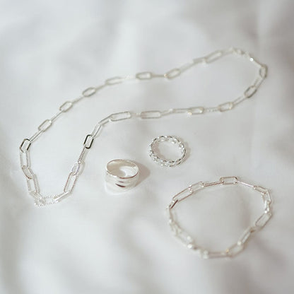 Polly Paperclip Chain Necklace Silver Plate