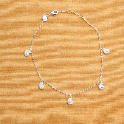 Polly Shell Charm Anklet Silver Plate