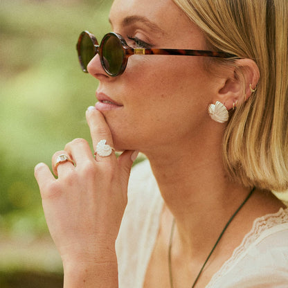 Polly Shell Ring Silver Plate