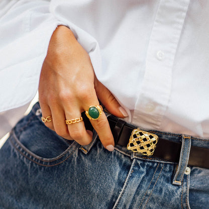 Polly Solid Chain Ring 18ct Gold Plate