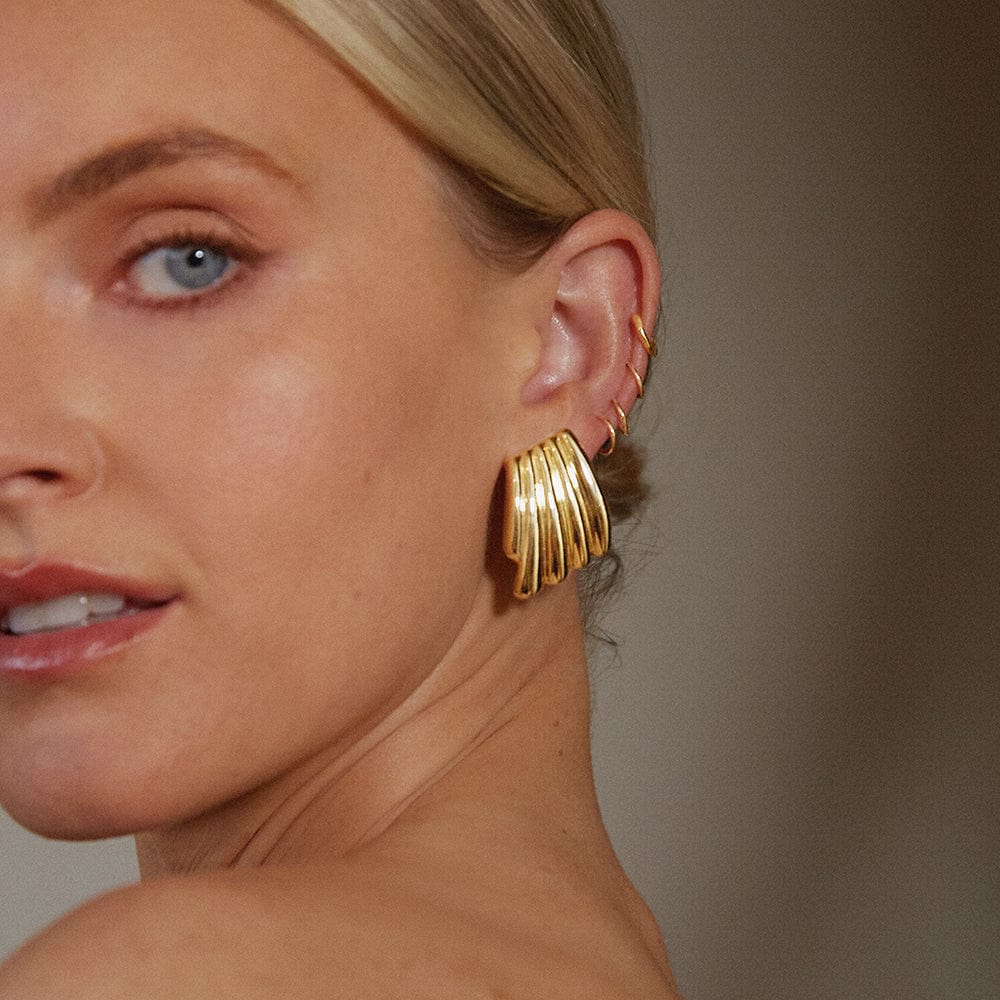 Polly Wave Stud Earrings 18ct Gold Plate