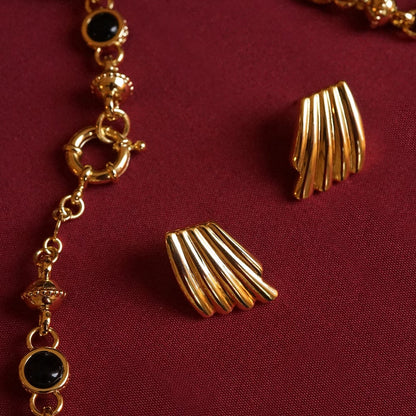 Polly Wave Stud Earrings 18ct Gold Plate