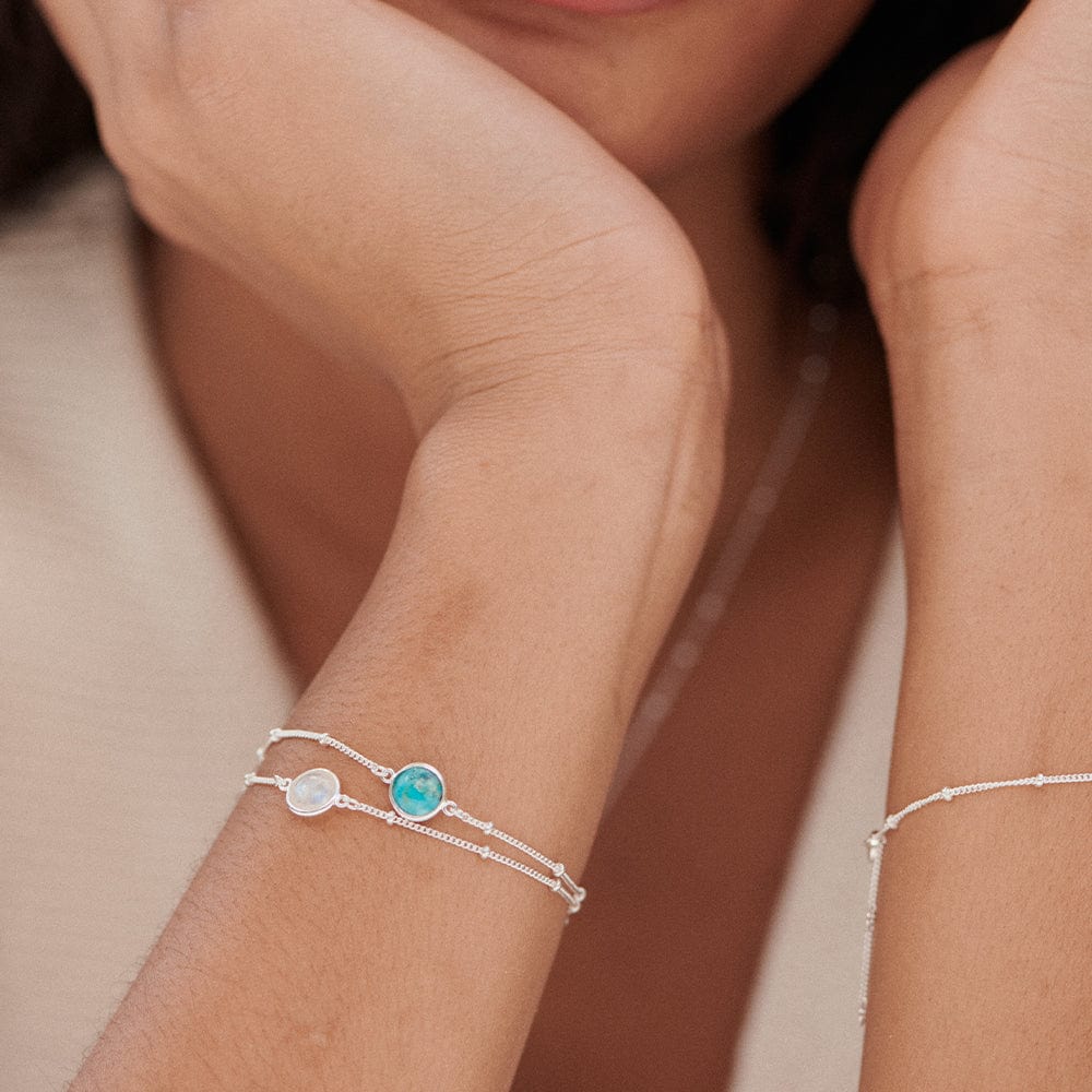 Rainbow Moonstone Healing Stone Bobble Bracelet Sterling Silver