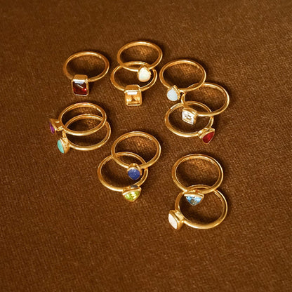 Moonstone June Birthstone Ring 18ct Gold Plate