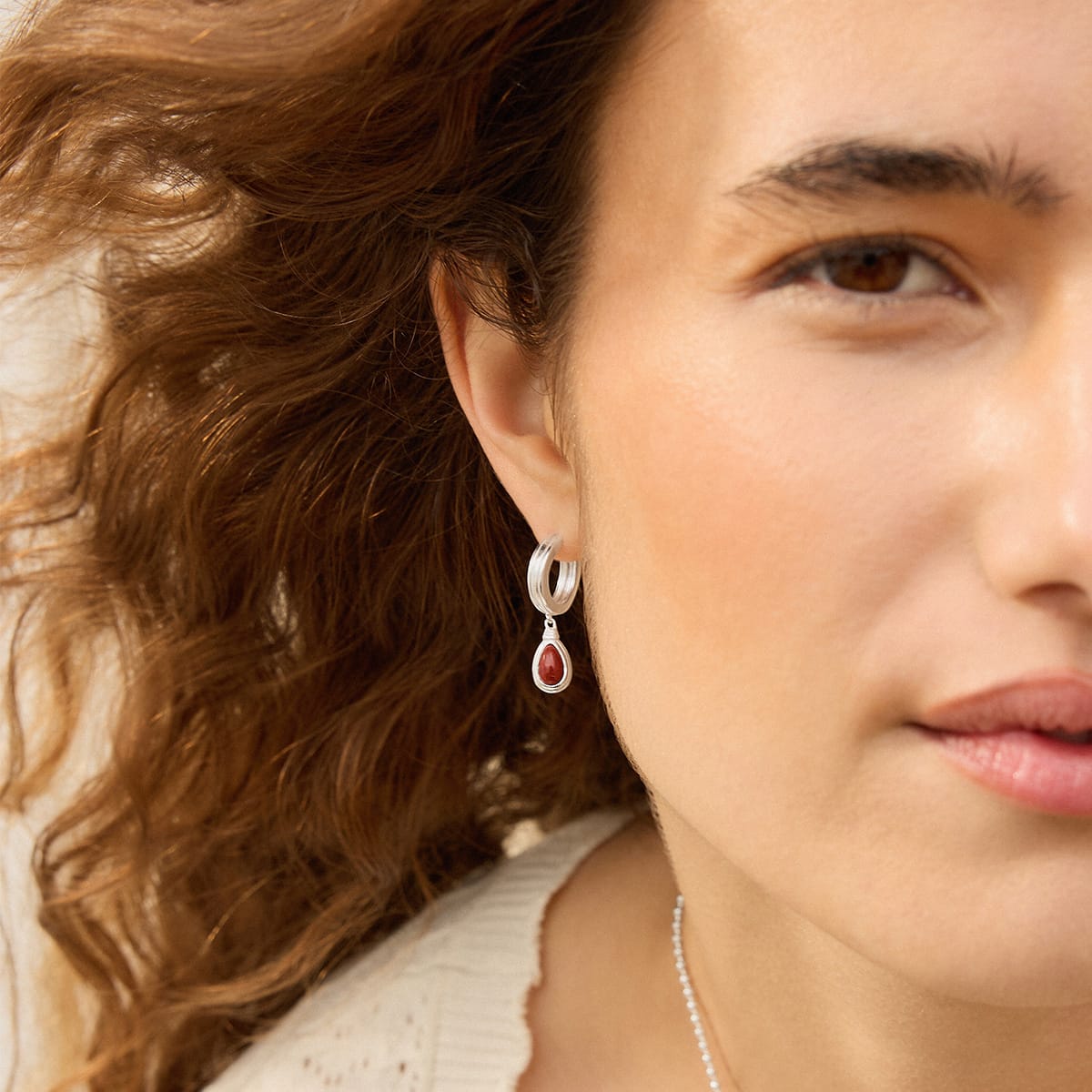 Red Jasper Pear Drop Earrings Sterling Silver