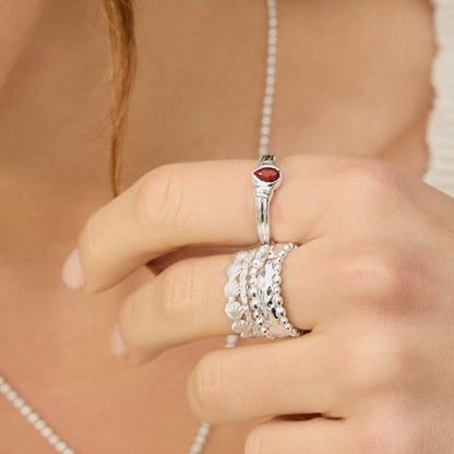 Red Jasper Pear Ring Sterling Silver