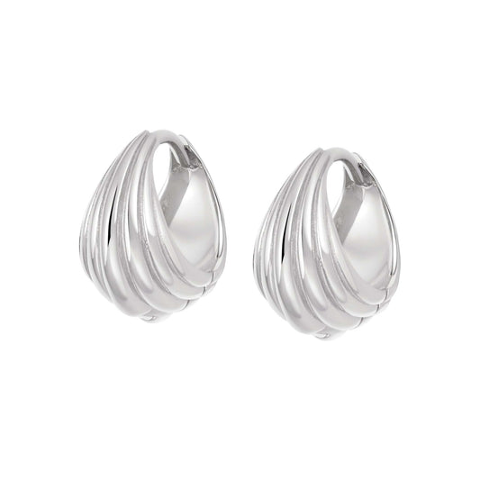 Ridged Huggie Earrings Sterling Silver