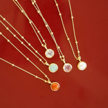 Rose Quartz Healing Stone Necklace 18ct Gold Plate