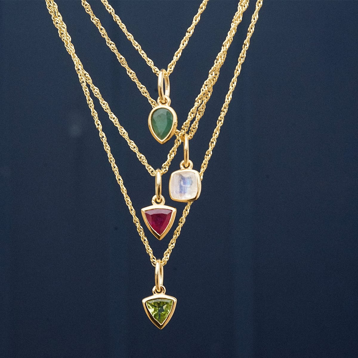 Ruby July Birthstone Charm Necklace 18ct Gold Plate