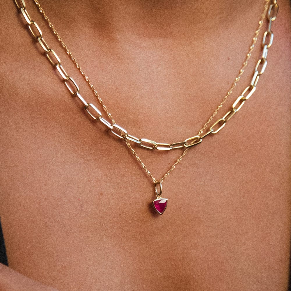 Ruby July Birthstone Charm Necklace 18ct Gold Plate