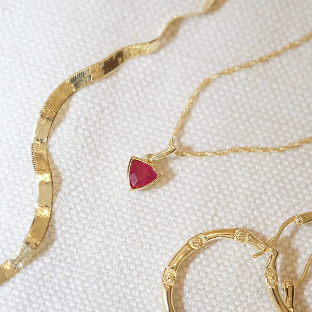 Ruby July Birthstone Charm Necklace 18ct Gold Plate