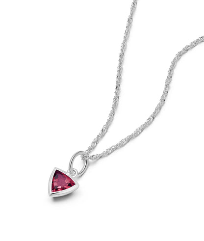 Ruby July Birthstone Charm Necklace Sterling Silver