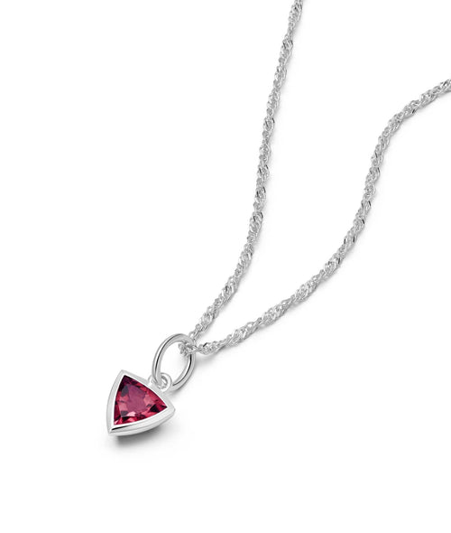Ruby July Birthstone Charm Necklace Sterling Silver