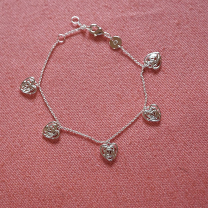 Scribble Hearts Charm Layering Set Silver Plate