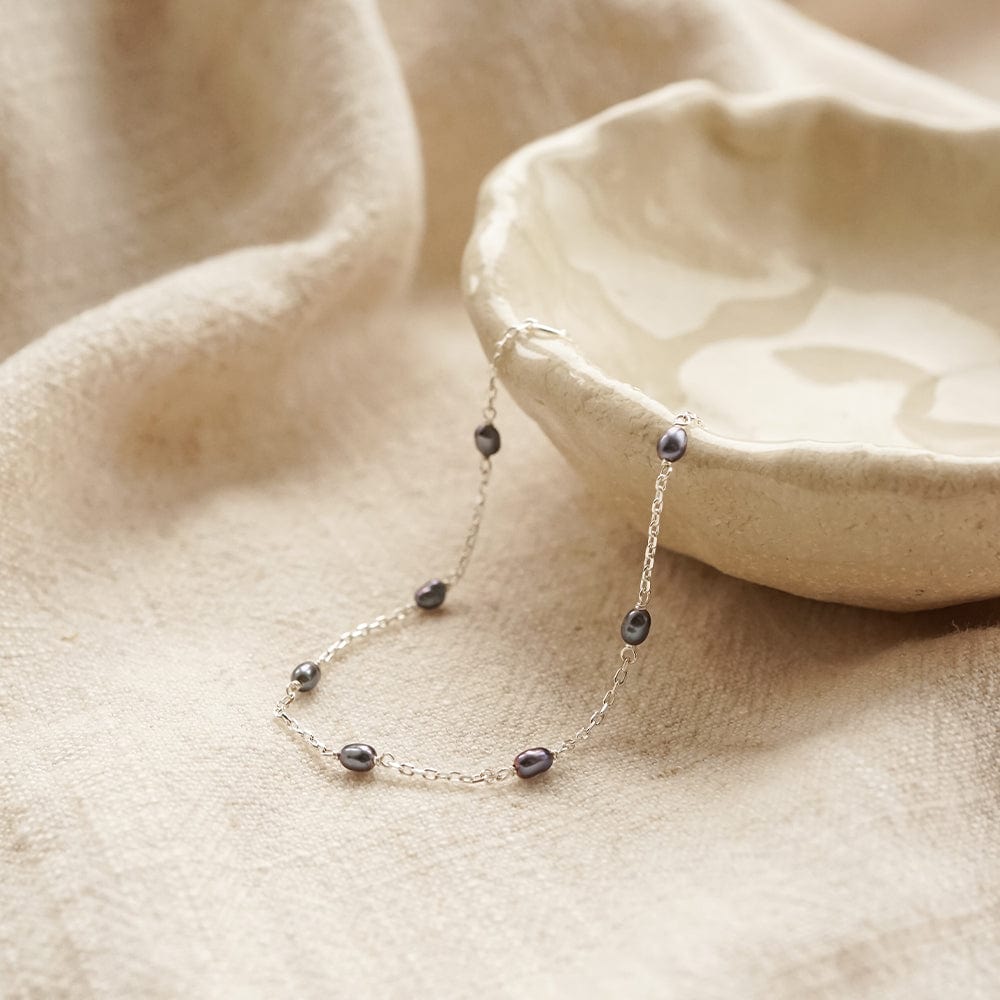 Seed Pearl Chain Bracelet Sterling Silver