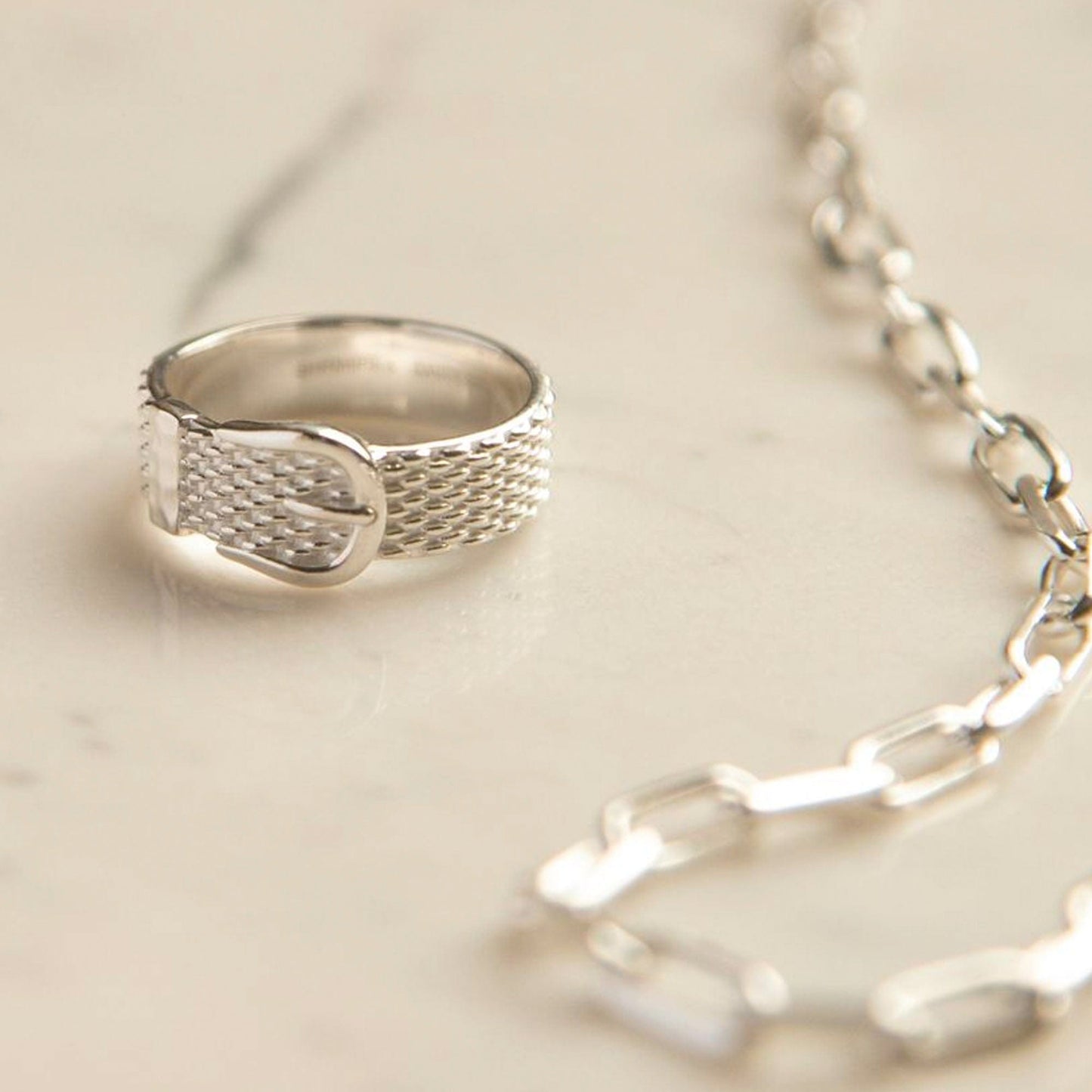 Shrimps Belt Ring Sterling Silver