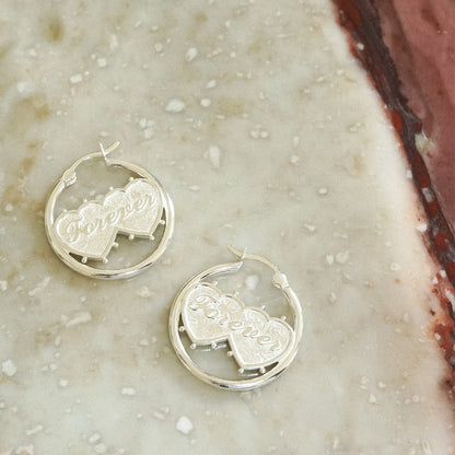 Shrimps Double Heart Earrings Sterling Silver