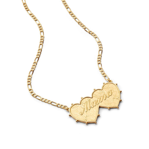 Shrimps 'Mama' Double Heart Necklace 18ct Gold Plate