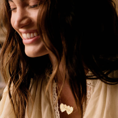 Shrimps 'Daisy' Double Heart Necklace 18ct Gold Plate