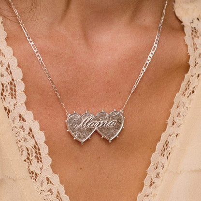 Shrimps 'Mama' Double Heart Necklace Silver Plate