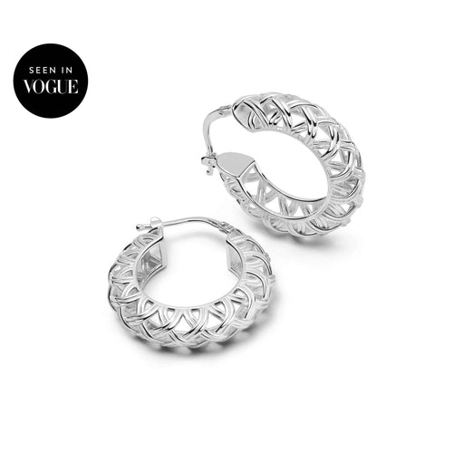 Shrimps Woven Maxi Hoop Earrings Sterling Silver