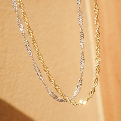 Singapore Layering Chain Necklace 18ct Gold Plate