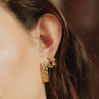 Spiral Hoop Earrings 18ct Gold Plate