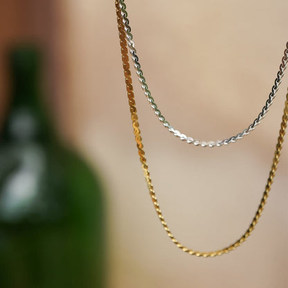 Spiral Snake Chain Necklace Sterling Silver