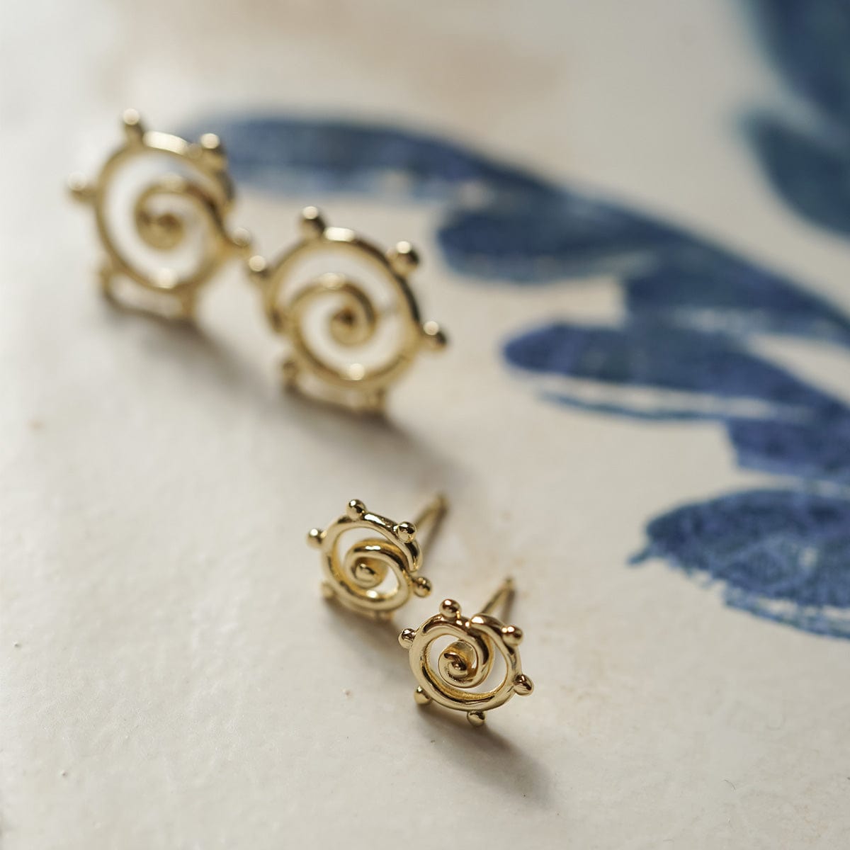 Spiral Sun Mini Stud Earrings 18ct Gold Plate