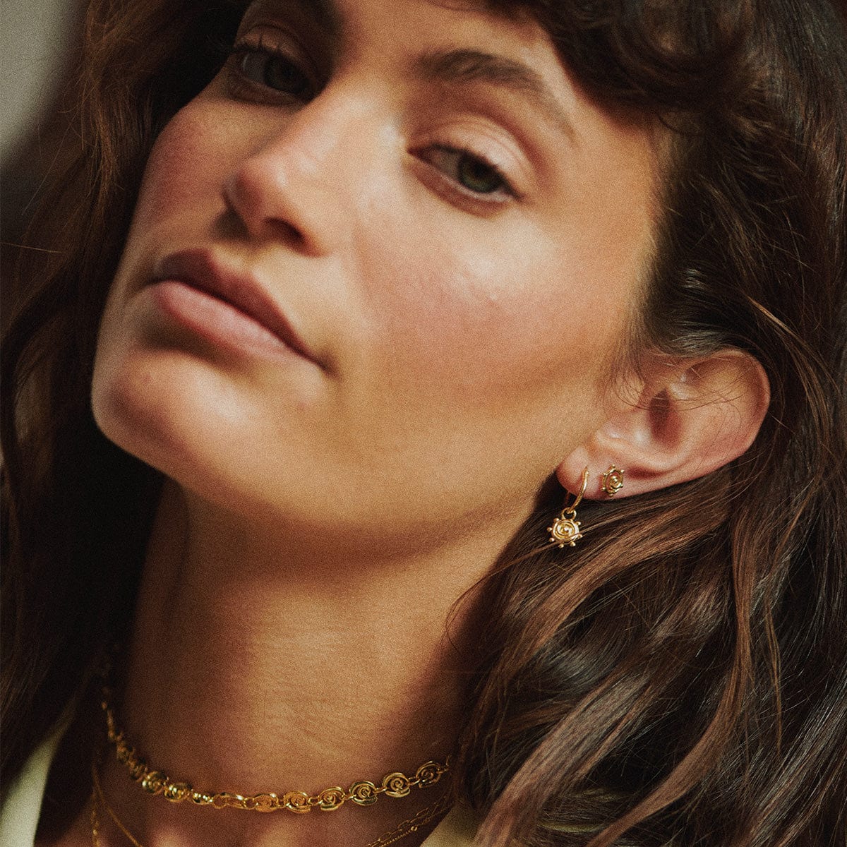 Spiral Sun Mini Stud Earrings 18ct Gold Plate