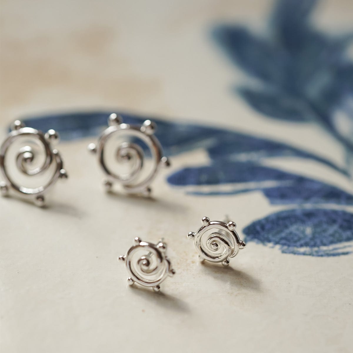 Spiral Sun Mini Stud Earrings Sterling Silver