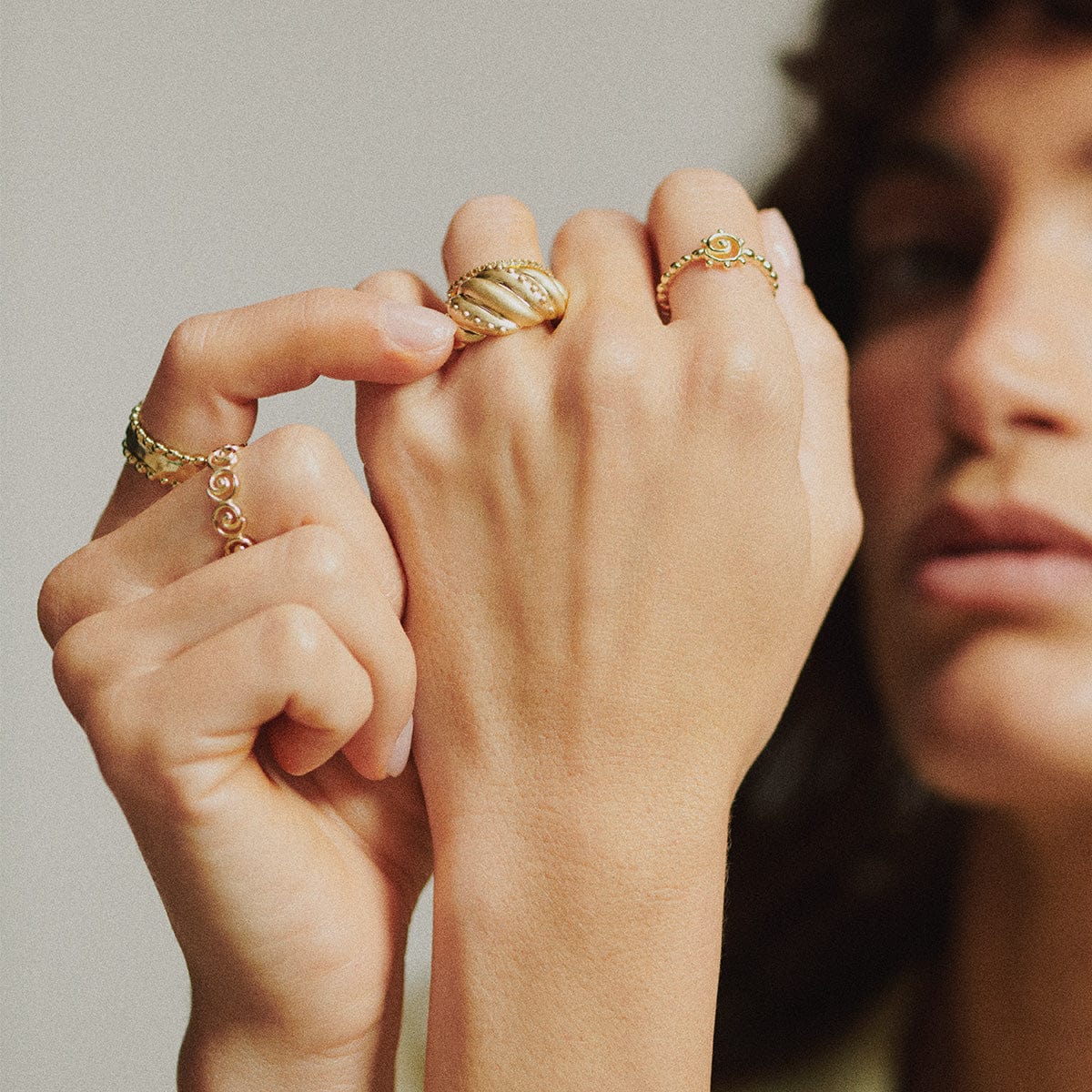Spiral Sun Stacking Ring 18ct Gold Plate