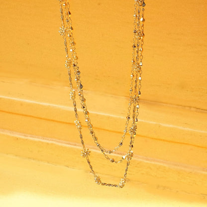 Square Bead Chain Necklace 18ct Gold Plate