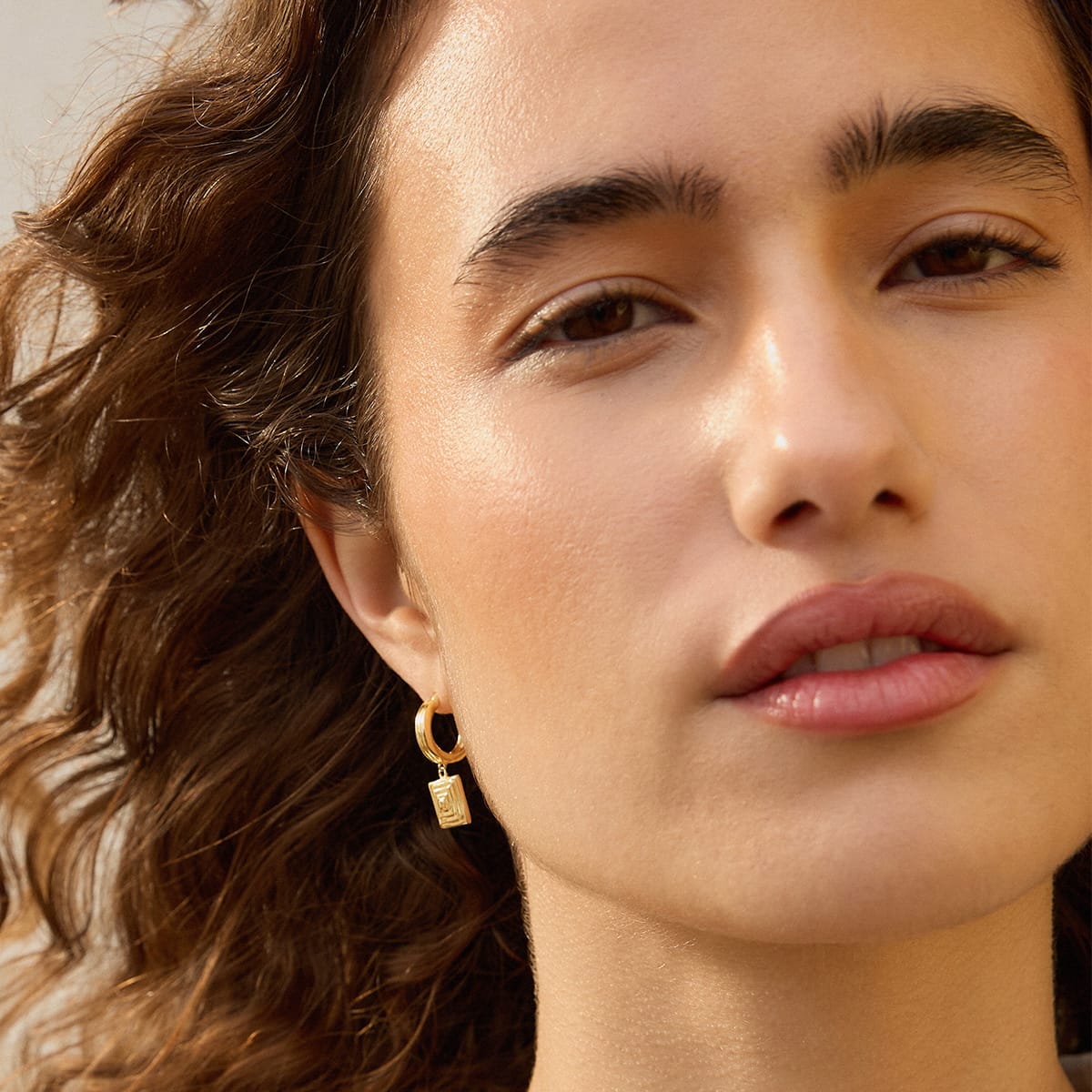 Strata Square Drop Earrings 18ct Gold Plate