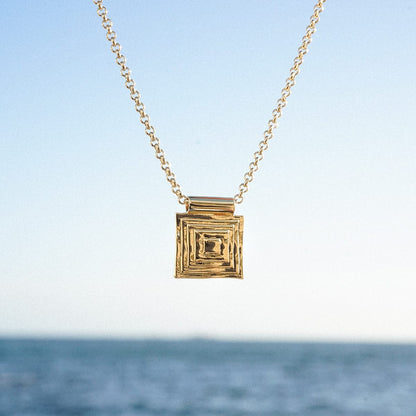 Strata Square Pendant Necklace 18ct Gold Plate