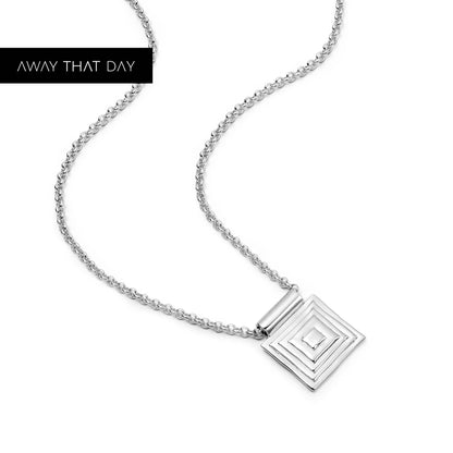 Strata Square Pendant Necklace Silver Plate