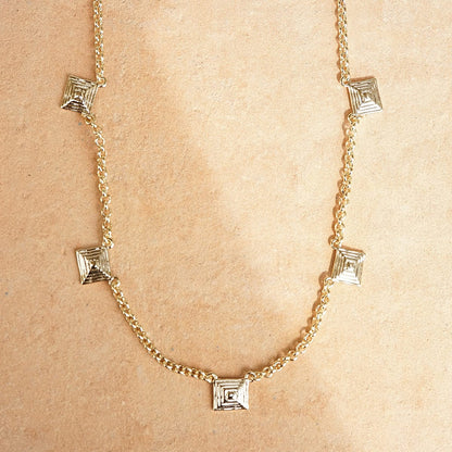 Strata Station Necklace 18ct Gold Plate