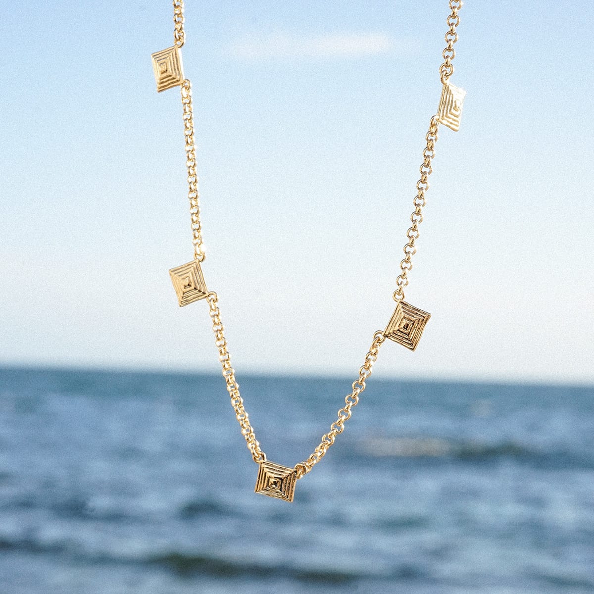 Strata Station Necklace 18ct Gold Plate