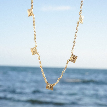 Strata Station Necklace 18ct Gold Plate