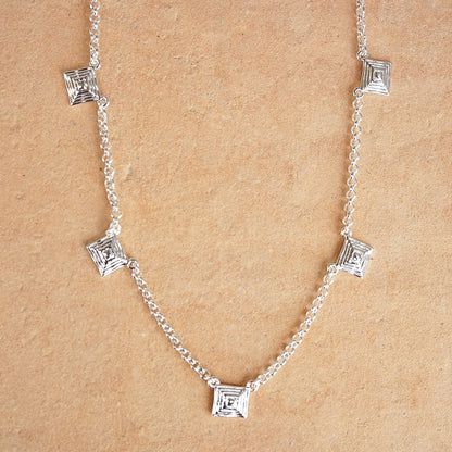 Strata Station Necklace Silver Plate