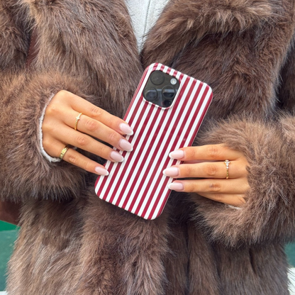 Tough Phone Case - Cherry Red Stripes