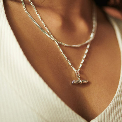 Rope T Bar Necklace Sterling Silver
