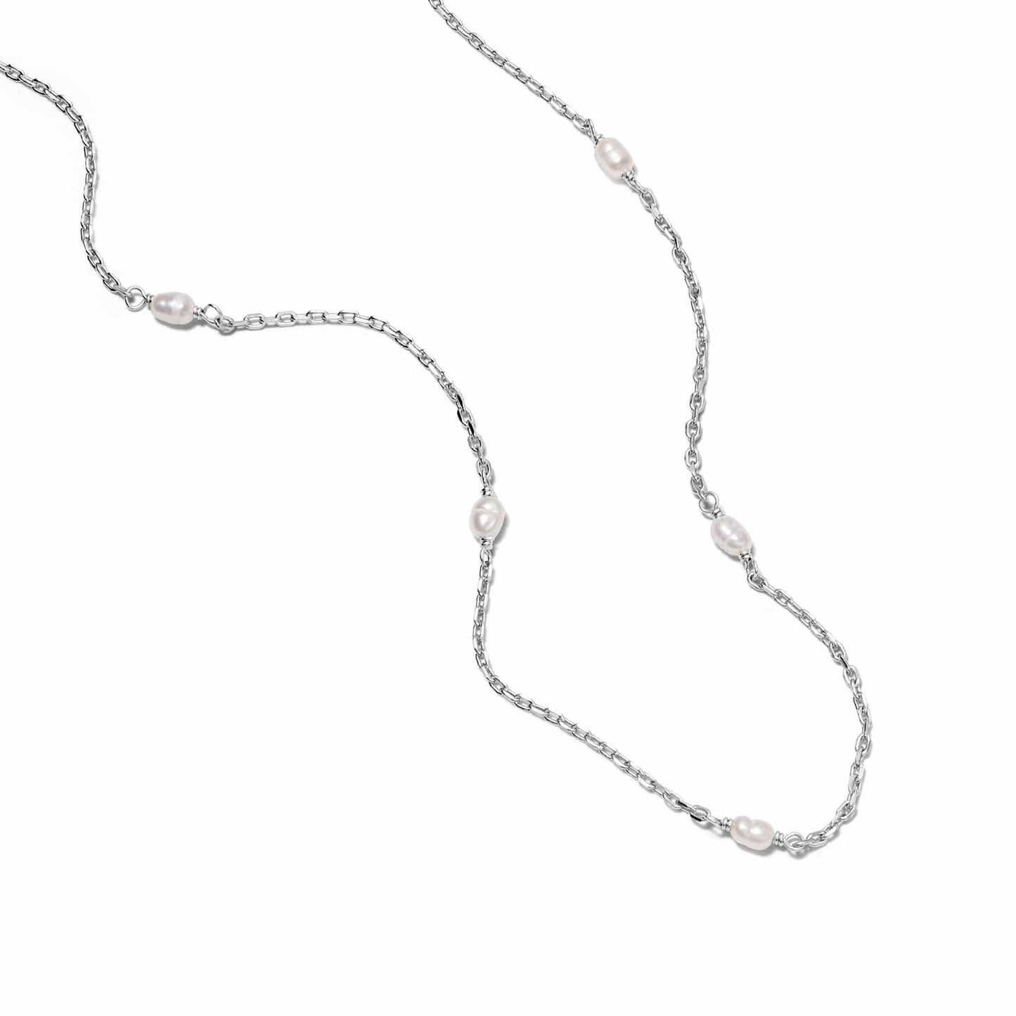 Seed Pearl Chain Necklace Sterling Silver