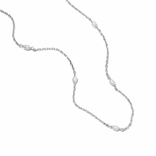 Seed Pearl Chain Necklace Sterling Silver