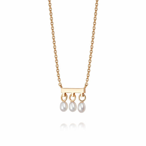 Treasures Seed Pearl Trio Necklace 18ct Gold Plate